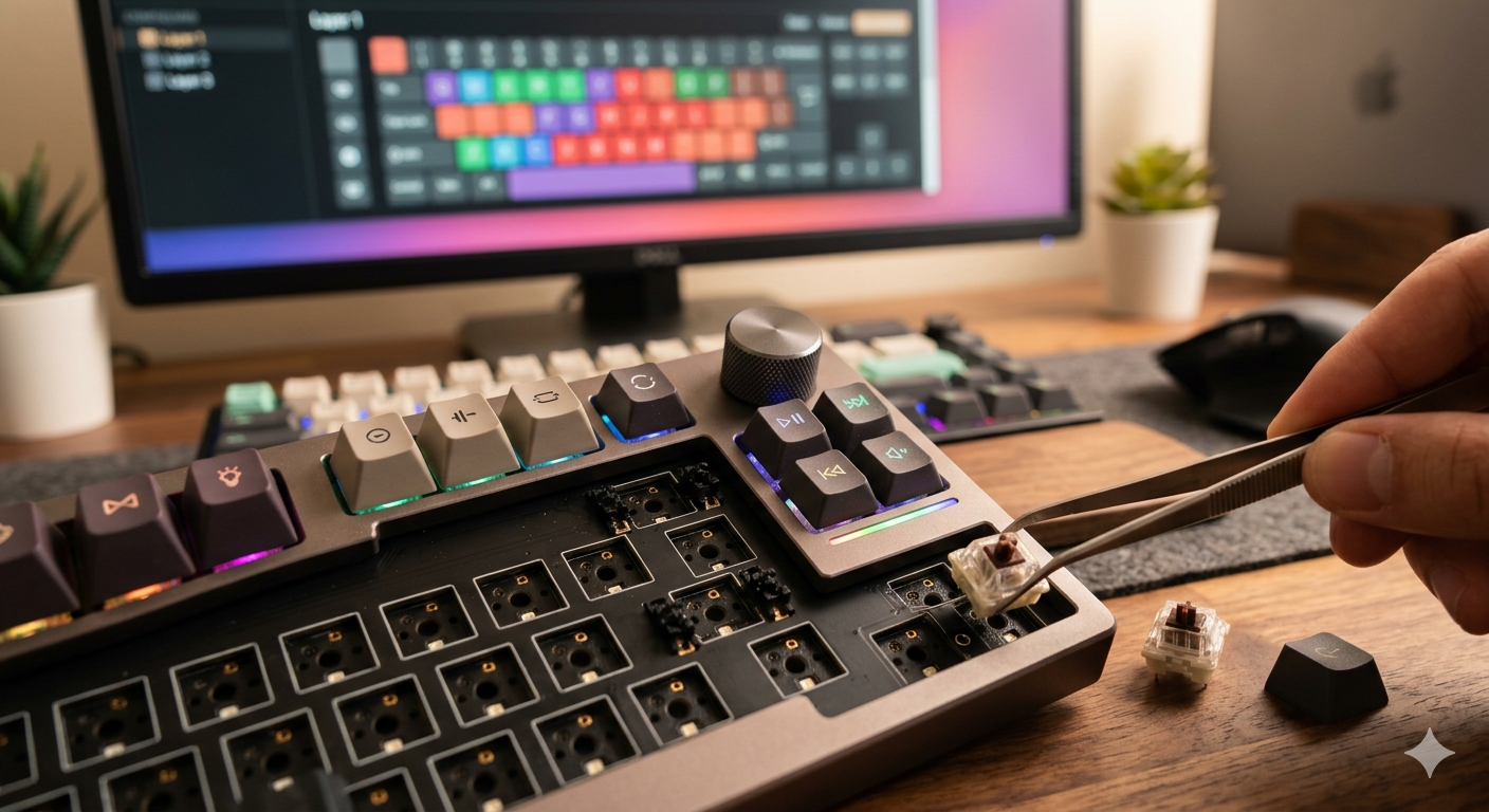 Mechanical keyboard features: hot-swap PCB, RGB backlighting and volume knob