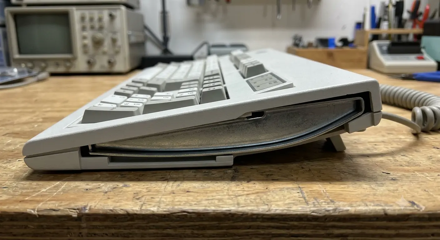 IBM Model M keyboard steel backplate construction detail